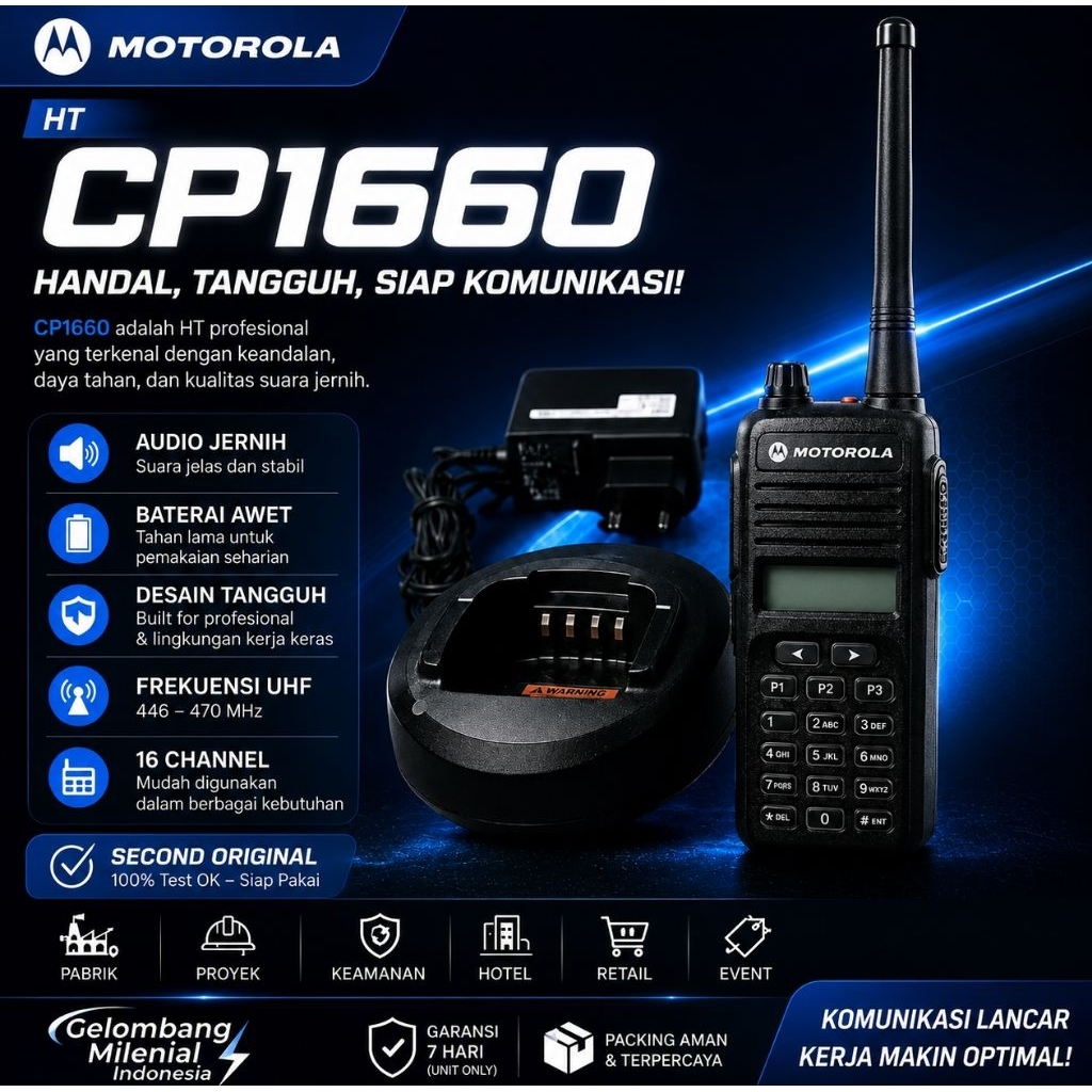 HT MOTOROLA CP1660 VHF BEKAS
