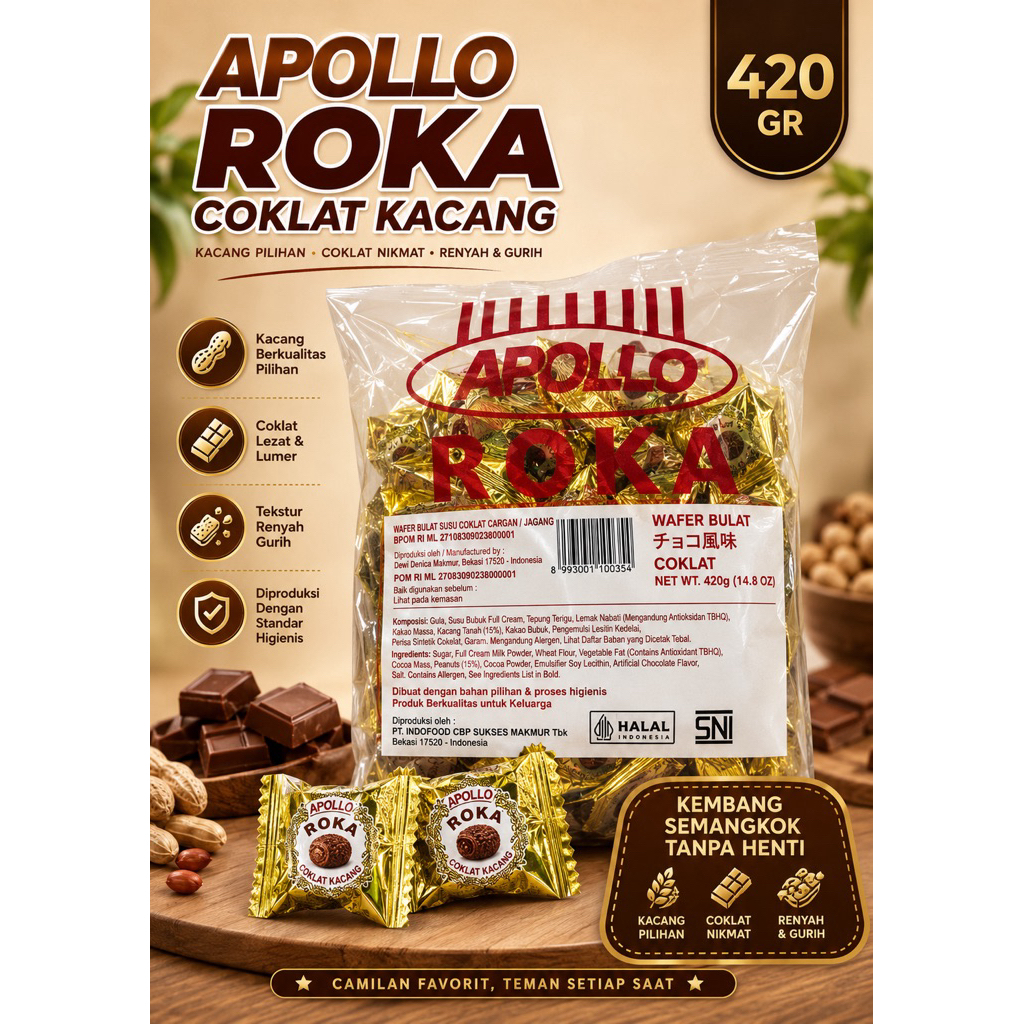 APOLLO ROKA 420 GR - COKLAT APOLLO - COKLAT MALAYSIA