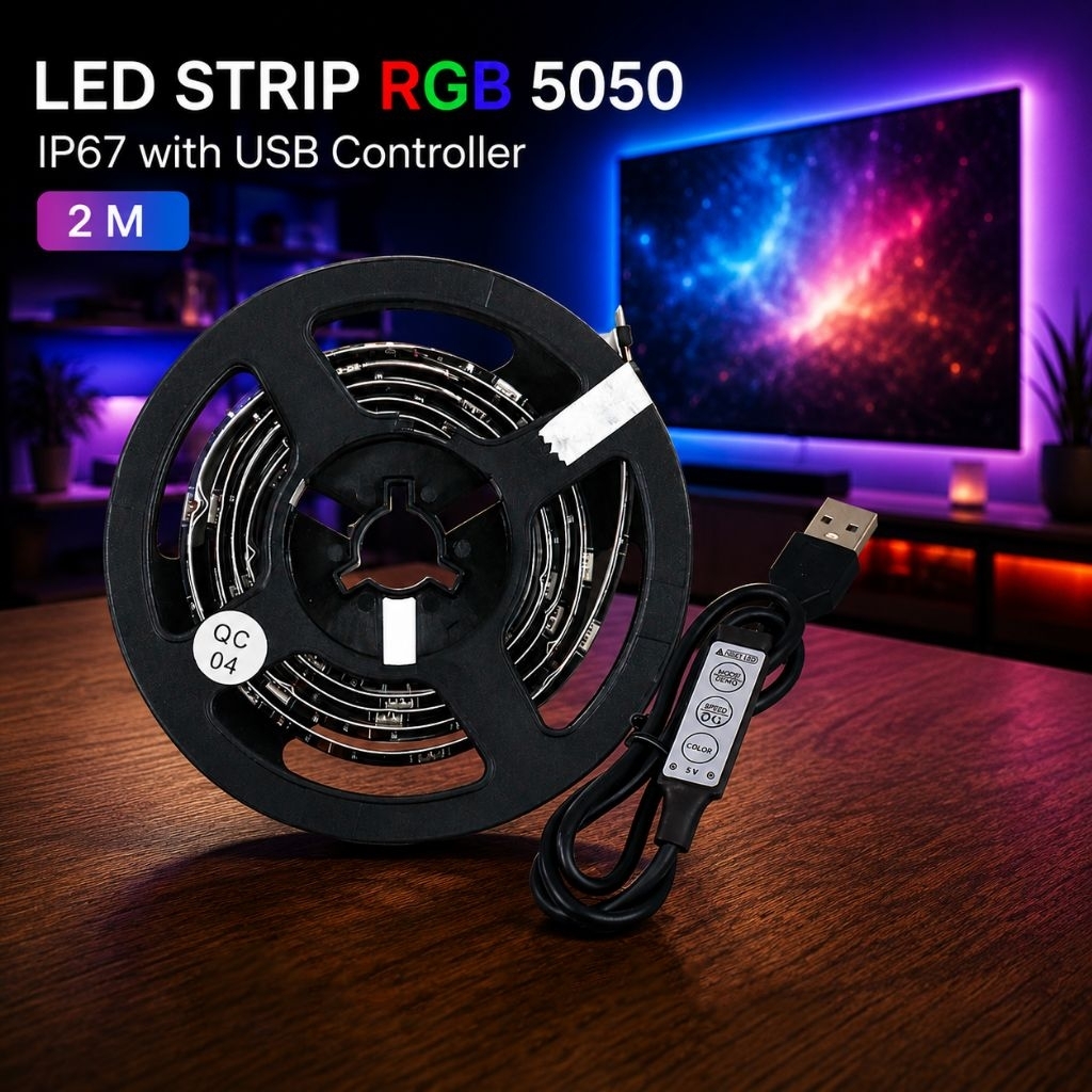 Lampu LED Strip DIY Flexible 5050 RGB IP67 with USB Controller 

