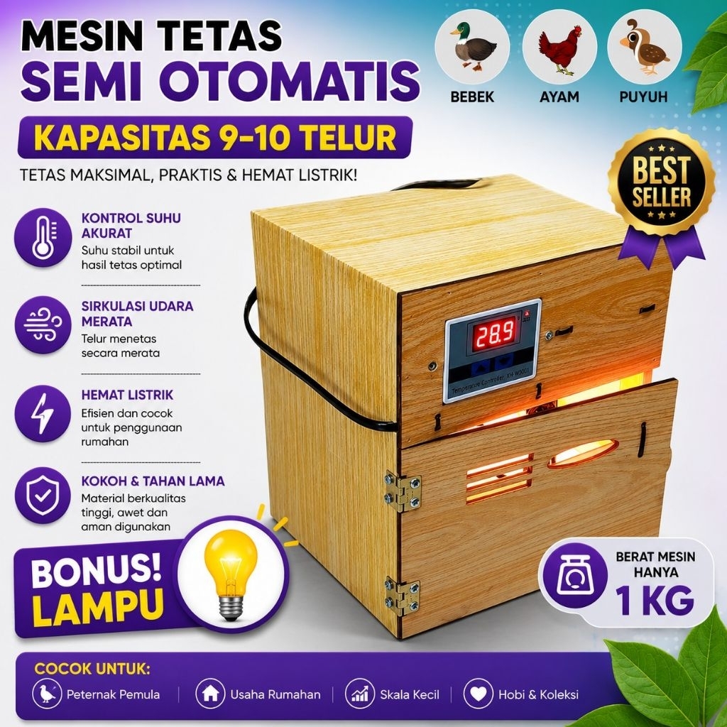 Mesin Penetas Telur Kapasitas 9 - 10 Telur Ayam Kampung