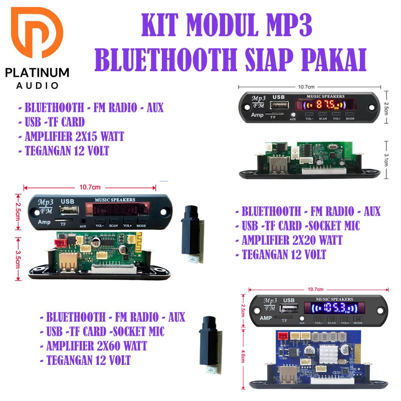 2*15W 2x20W 2x60W Modul mp3 Bluetooth kit Usb AUX FM RADIO for Car With amplifier board function Sia