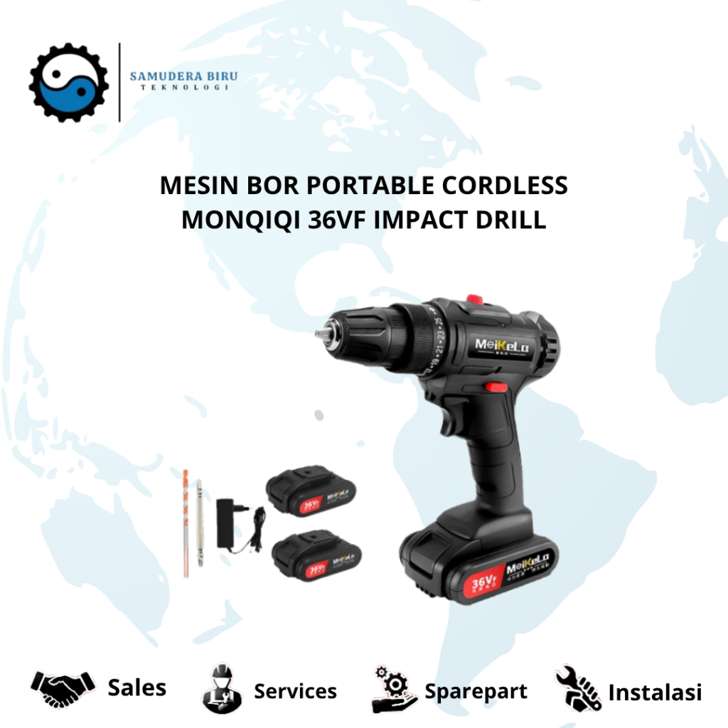 MESIN BOR PORTABLE CORDLESS MONQIQI 36VF IMPACT DRILL
