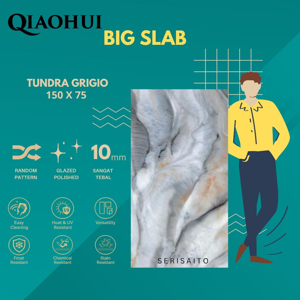 Granit Big Slab 75x150 Cove qiahui TUNDRA GRIGIO / Granite Tile Besar 150x75 marmer dinding Lantai m