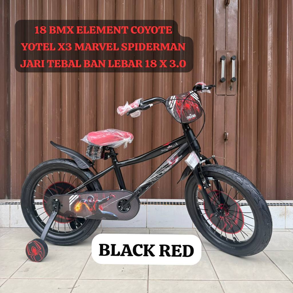 Sepeda Anak BMX 18 ELEMENT COYOTE SPIDERMAN YOTEL X3 Ban 3.0