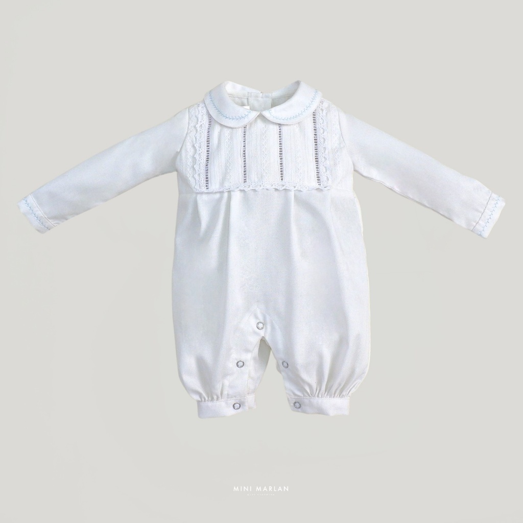 Mini Marlan Benjamin White Baby Long Sleeve Romper