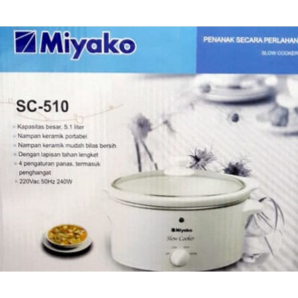 Miyako SC-510 Slow Cooker 5.1 Liter - Pemasak Lambat Keramik Kapasitas Besar & Hemat Listrik