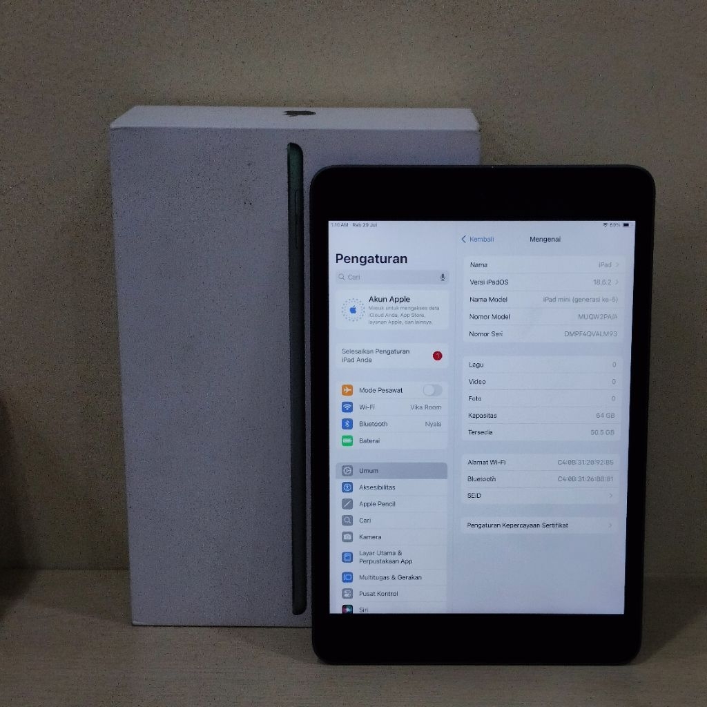 IPAD MINI GEN 5 RAM 64GB (IBOX) PA/A, WIFI ONLY (-1) "VALM93"