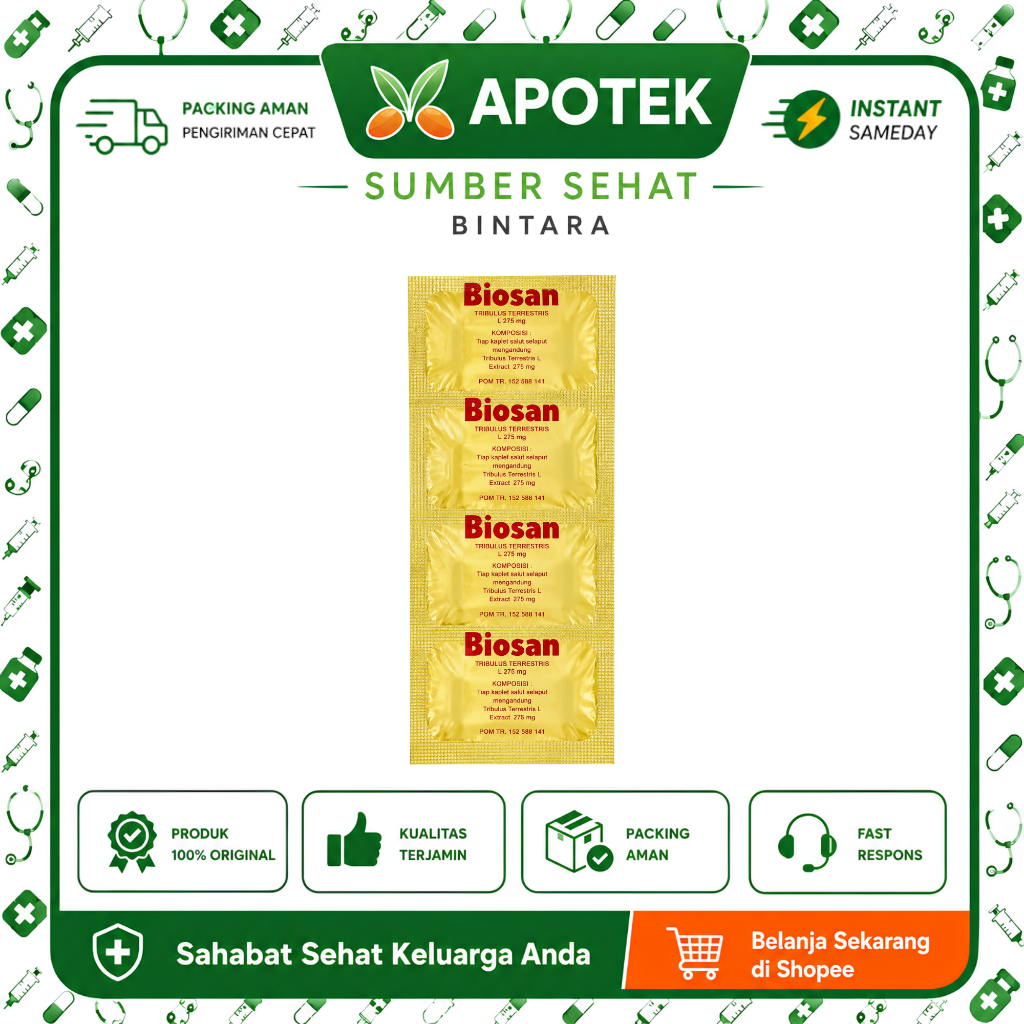 [STRIP] Biosan Kaplet | Suplemen Herbal | Tribulus Terrestris 275 mg