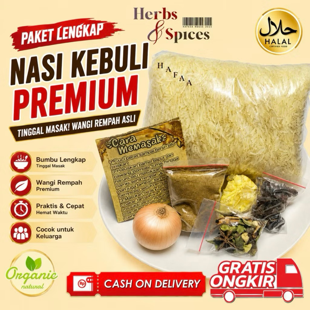 Nasi kebuli 500gr Lengkap Plus BOMBAY nasi briyani instan