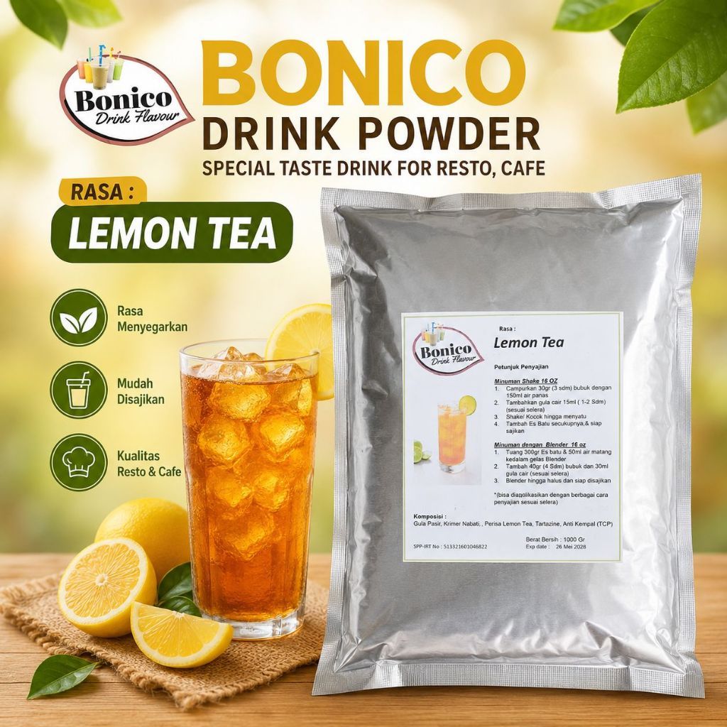 BONICO LEMON TEA POWDER 1KG Bubuk Serbuk ES LEMON TEA untuk resto cafe