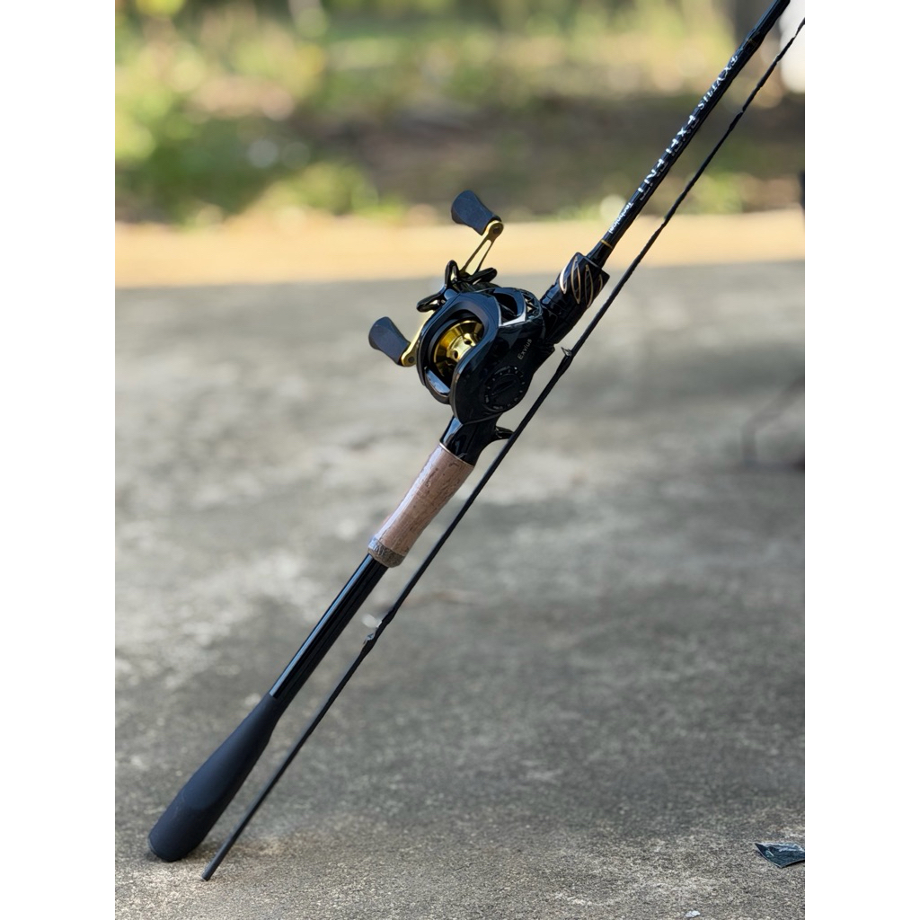 Satu set bc exvius clicker gold handle kiri & joran pancing exvius exelent ring fuji solid carbon