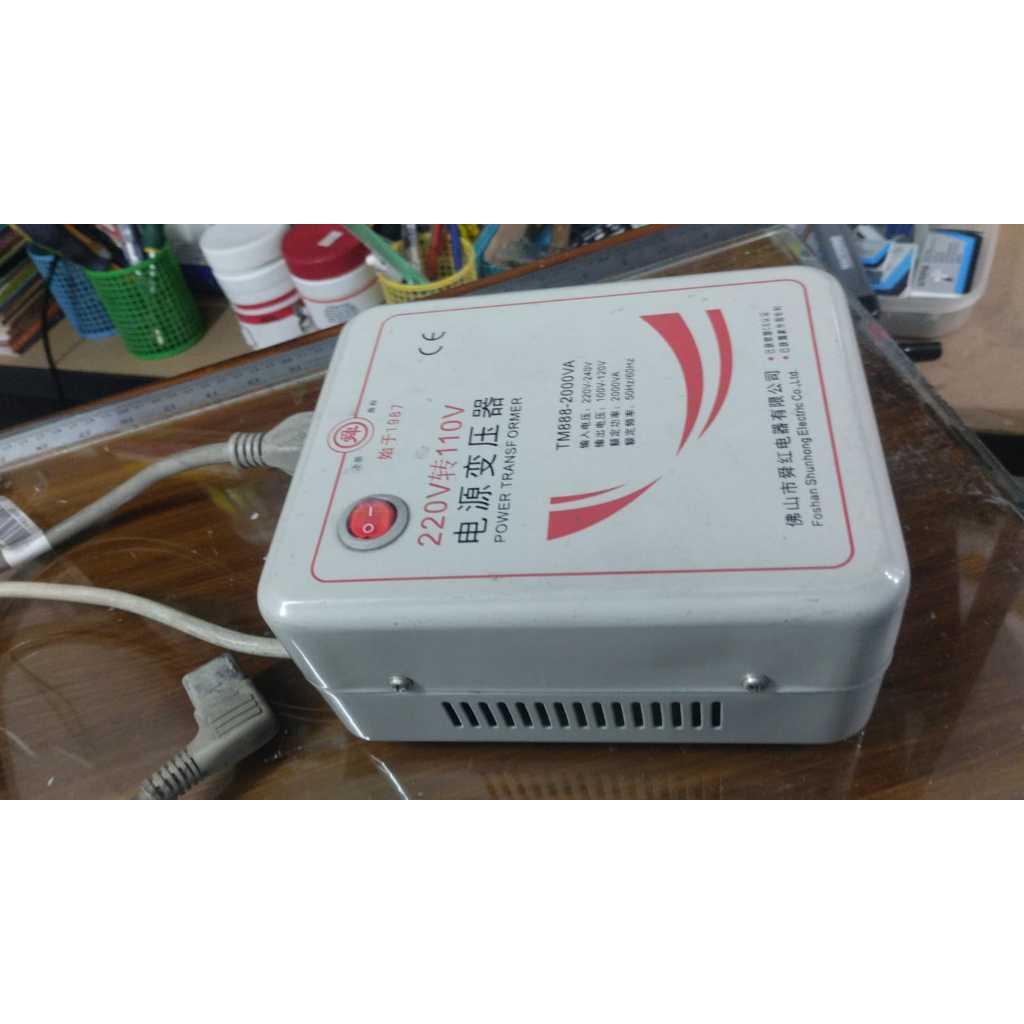 Trafo Stepdown 3000 Watt 105-130Volt Tegangan Tinggi, Transformer Daya 220V ke 110V 200VA Putih, Tom