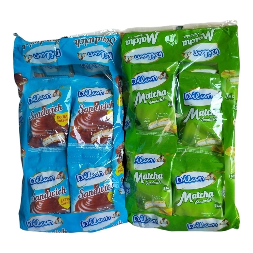Dilan sandwich coklat/dilan matcha sandwich renceng 10pcs