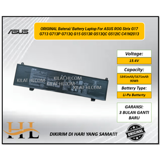 ORIGINAL Baterai/ Battery Laptop For ASUS ROG Strix G17 G713 G713P G713Q G15 G513R G513QC G512IC C41