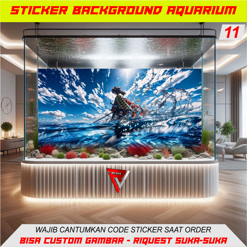 Stiker Background Aquarium 3D Motif Anime Japan