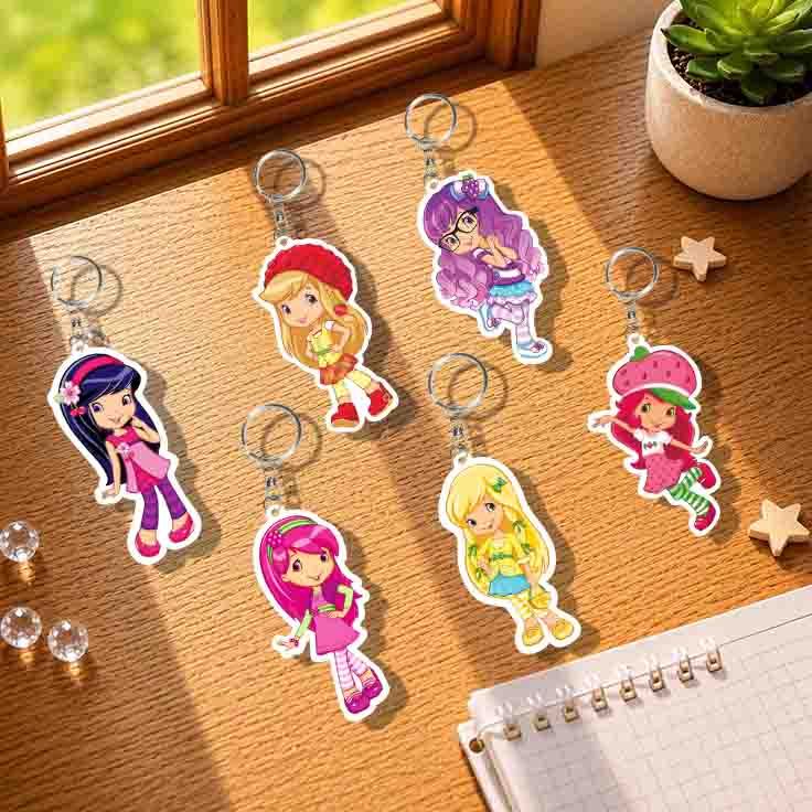 Strawberry Shortcake  : High-Quality 5cm Acrylic Keychain - Double-Sided Print