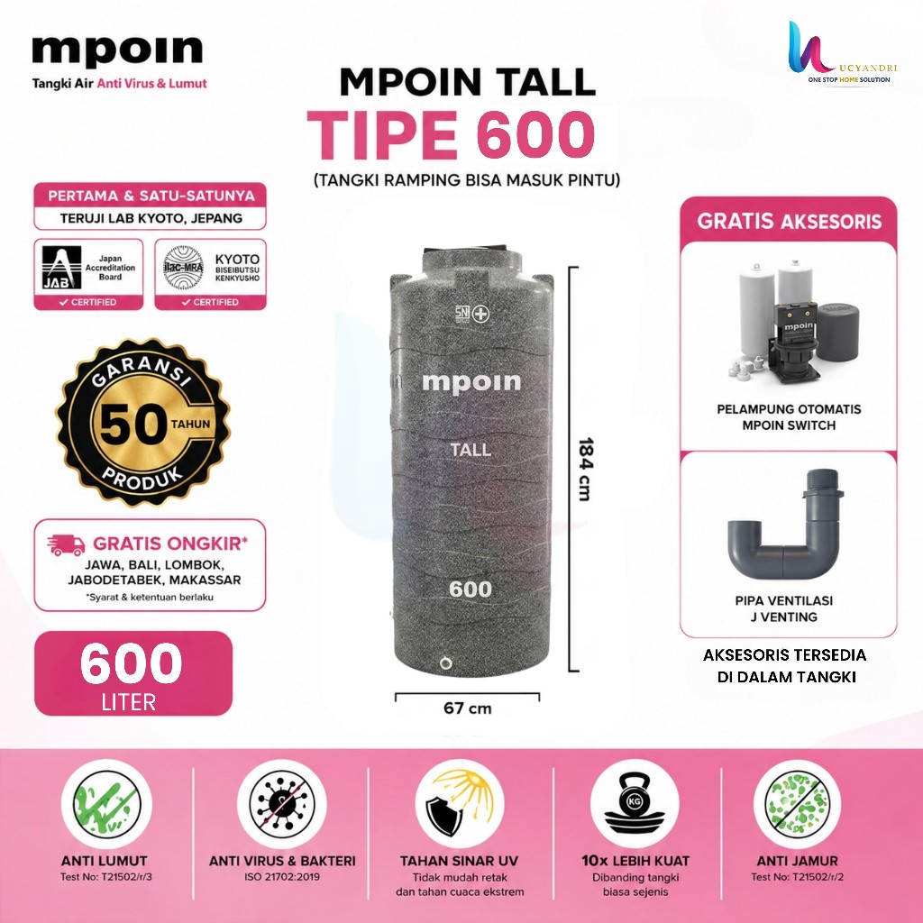 Tangki Air MPOIN PLUS 600 Tall Toren Tandon 600 Liter