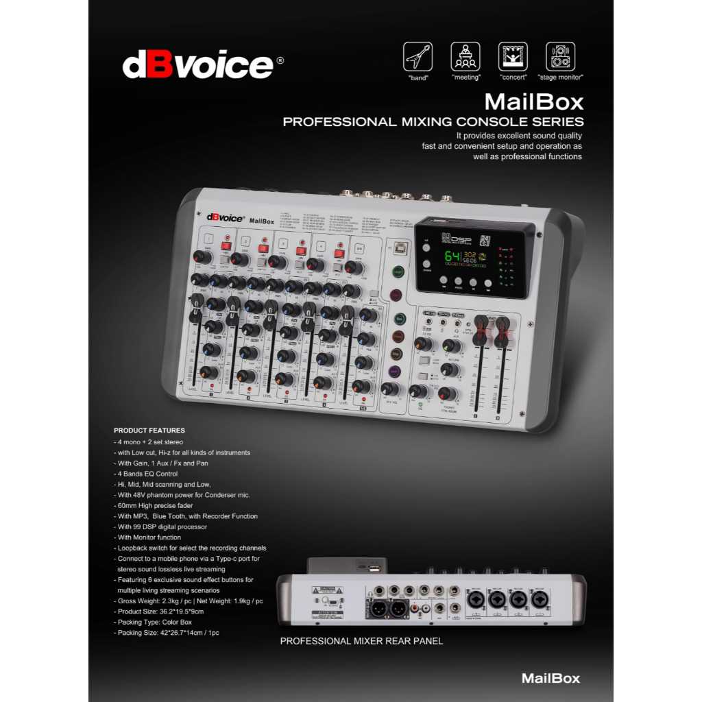 MIXER AUDIO DBVOICE MAILBOX MAIL BOX ORIGINAL