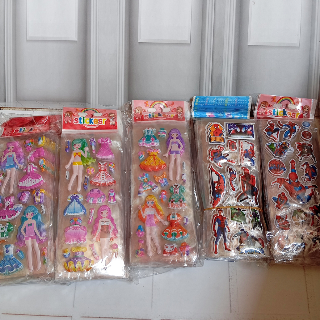 Mainan Stiker BP Timbul Anak Perempuan Premium / Sticker Puff Bongkar Pasang Baju Tuan Putri Eksklus
