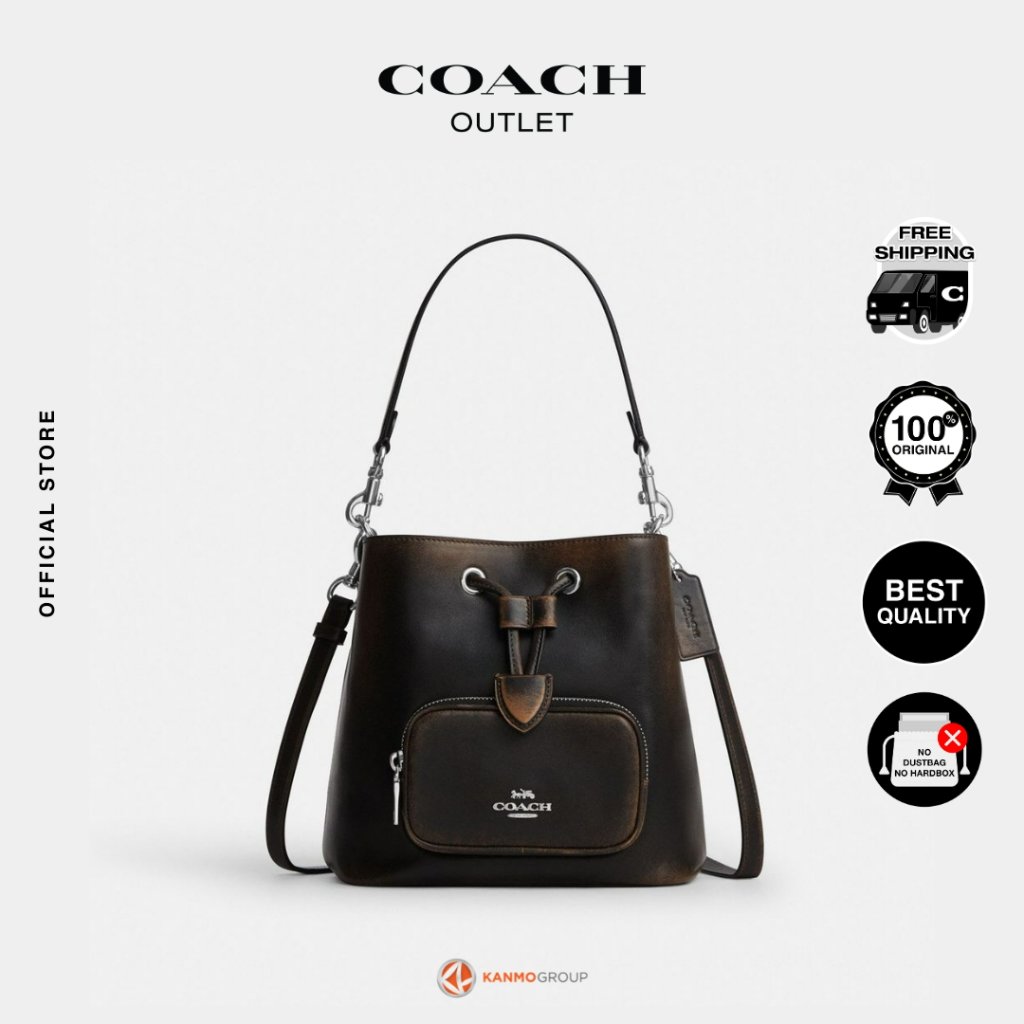 Coach Rowan Bucket Bag With Pocket In Loved Leather - Tas Jinjing Wanita