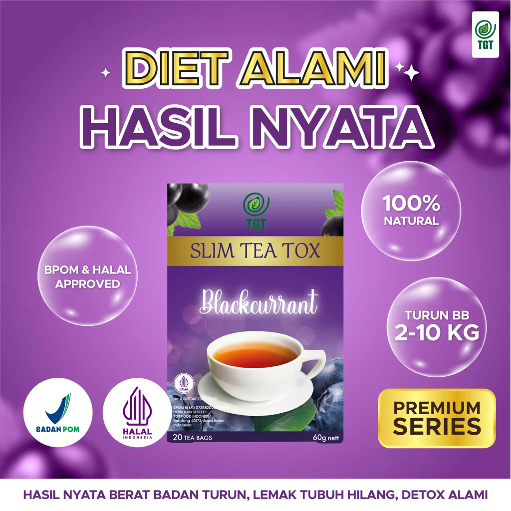 TGT SLIM Isi 20 - Teh Detox Herbal Blackcurrant 1 Box Membantu Menurunkan Berat Badan