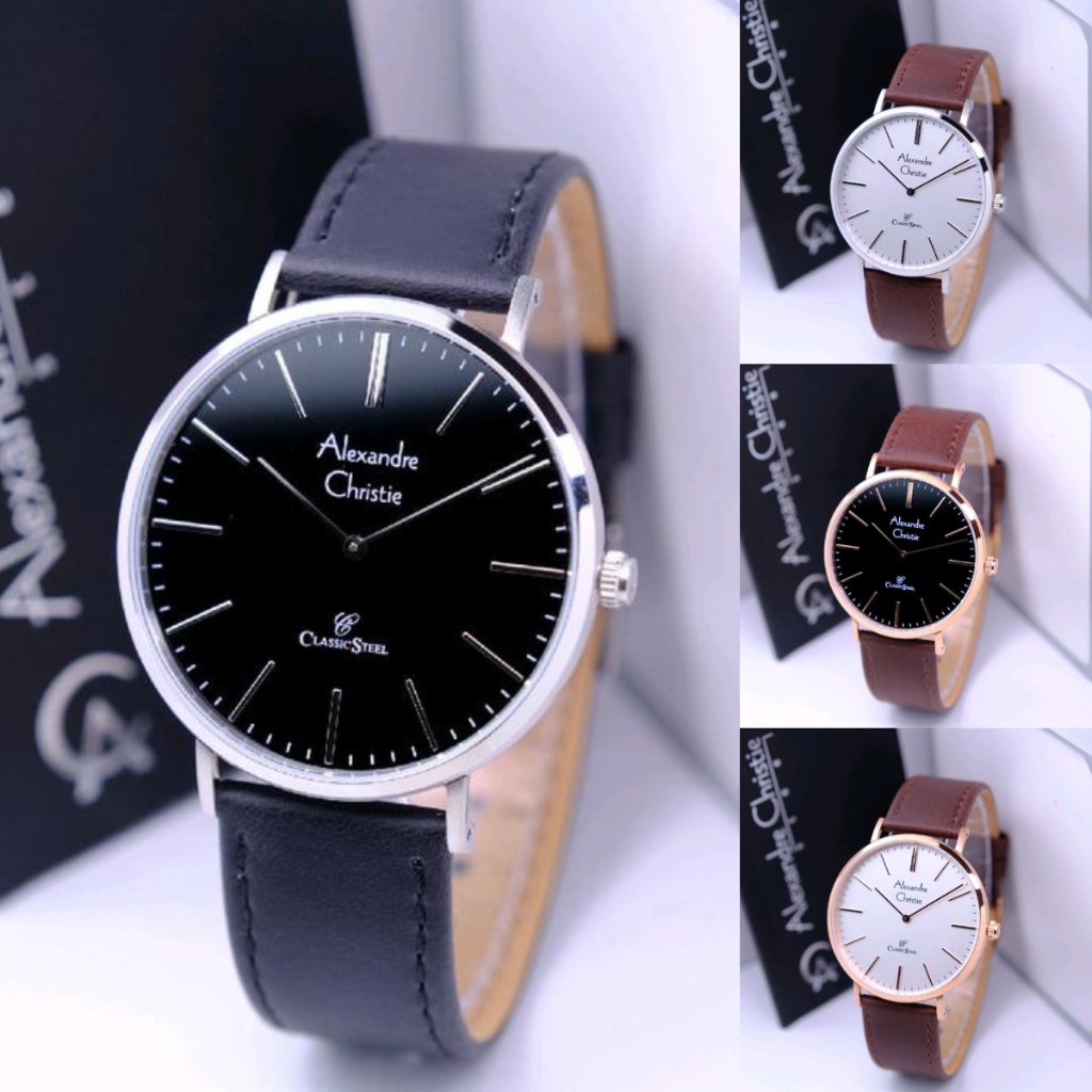 ORIGINAL Jam Tangan Pria Alexandre Christie AC 8490 / AC8490 / 8490 Garansi Resmi 1 Tahun, Leather