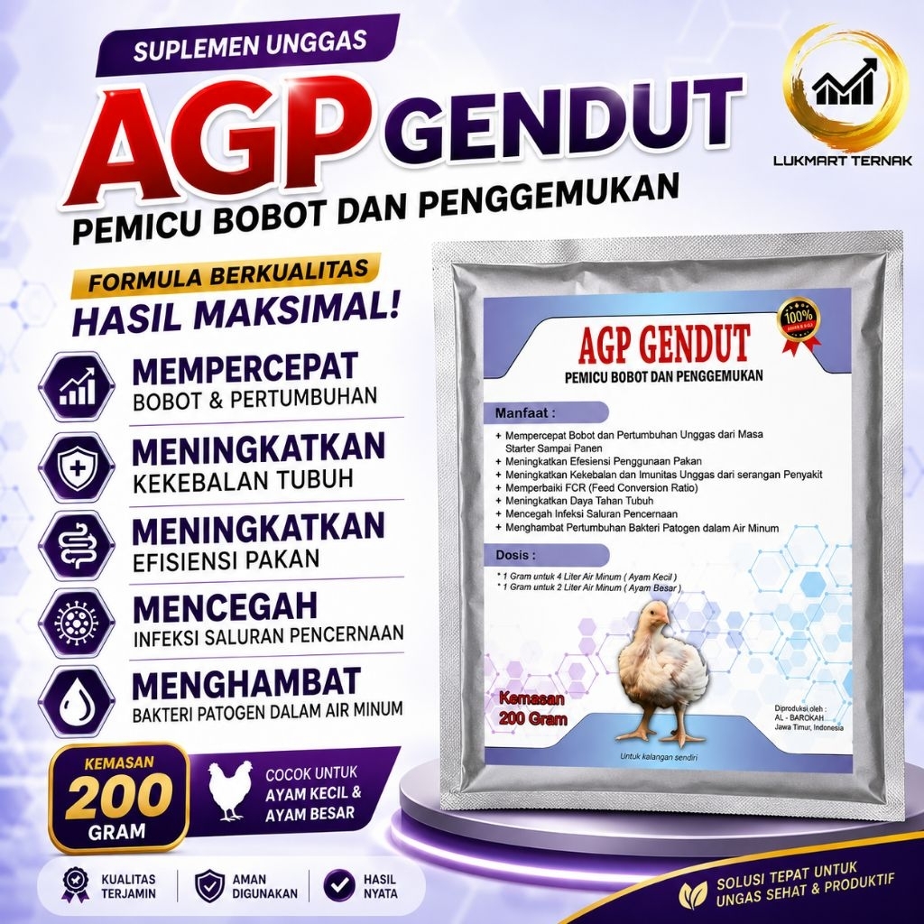 AGP GENDUT -  Vitamin Ayam Broiler - Suplemen Ayam Broiler - VITAMIN PENGGEMUKAN AYAM BROILER