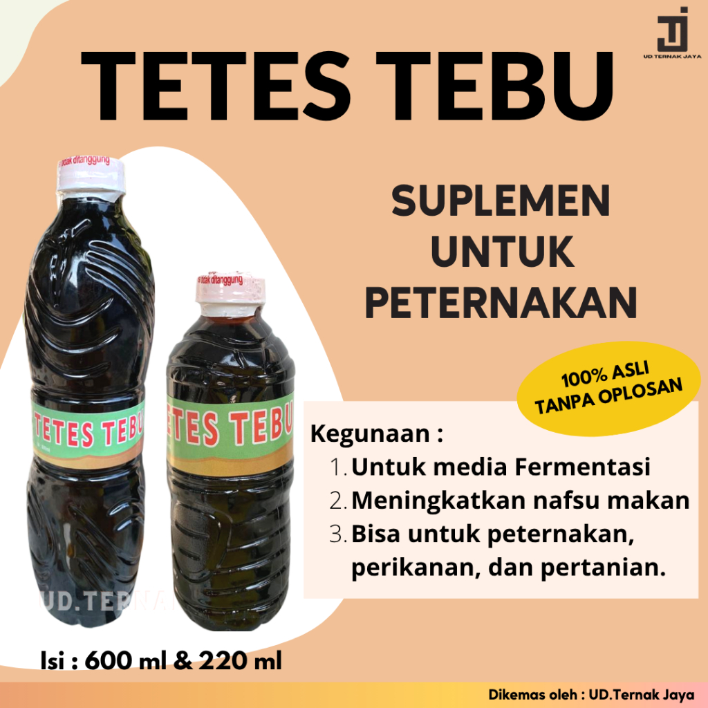 MOLASE TETES TEBU KEMASAN BOTOL SUPLEMEN HEWAN TERNAK SAPI KAMBING DOMBA KUDA PENAMBAH NAFSU MAKAN H