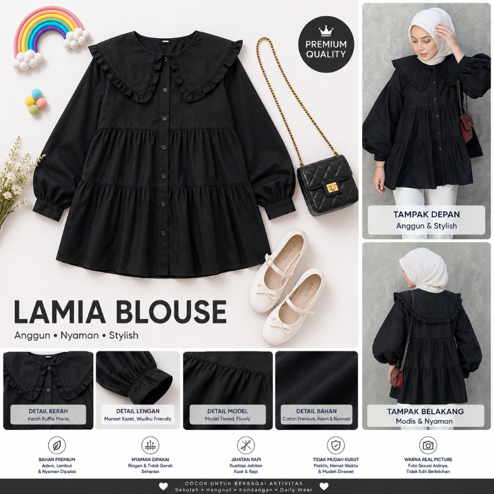 Blouse kekinian Kerah korea// Lamia Blouse// Viral kekinian /