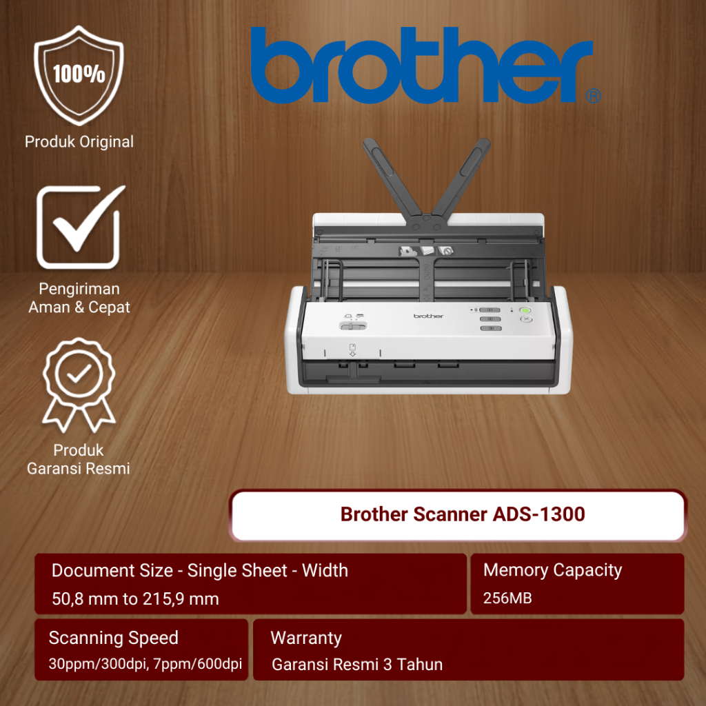 Scanner Brother ADS-1300 Portable Document Scanner Garansi Resmi Brother