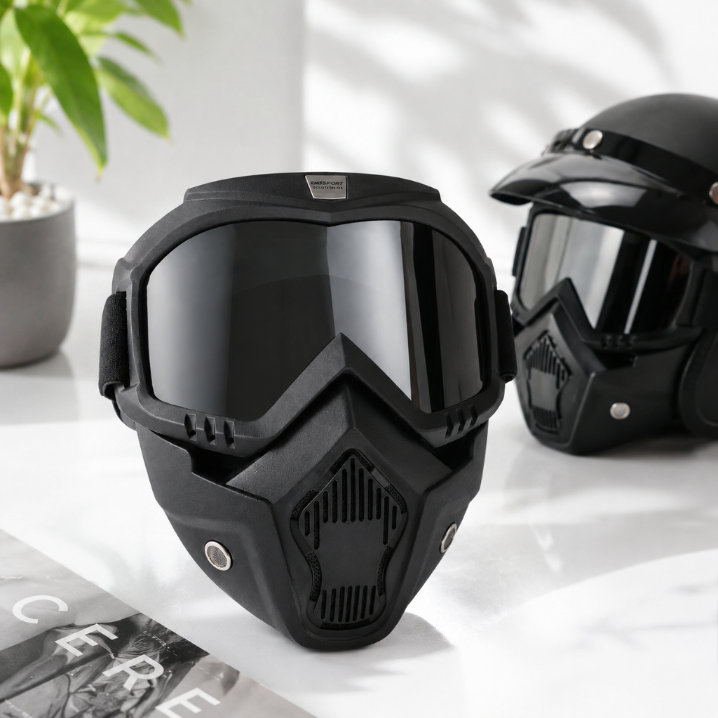 TaffSPORT BOLLFO Goggles Kacamata + Masker Full Face Helem Goggle Mask Helm Gun Ski Motor Cross Tope