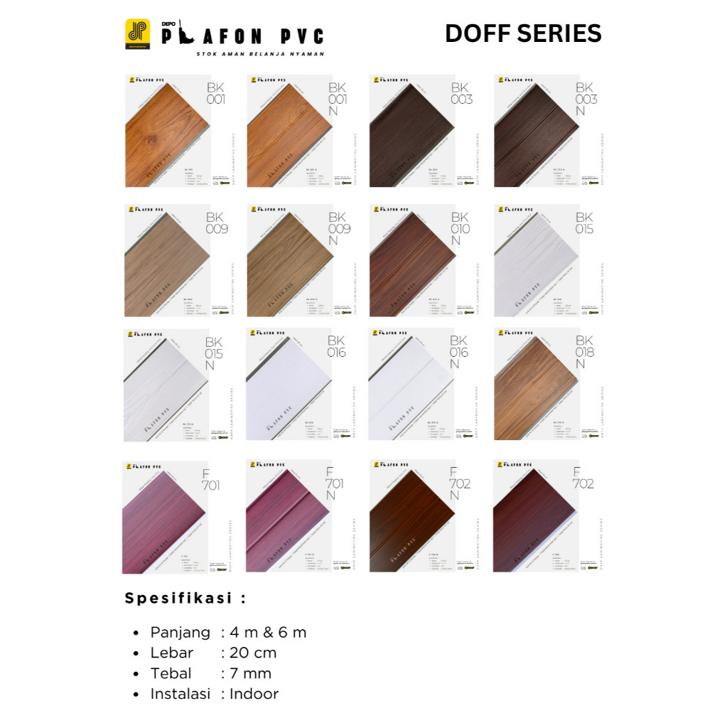 PLAFON PVC MOTIF DOFF SERAT KAYU - FINIX PLAFON