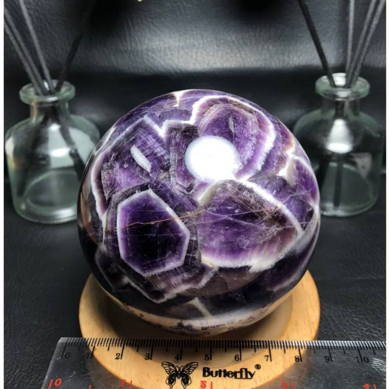 Batu Kristal Sphere Dream Amethyst Chevron Natural Top Quality (4) Batu Asli Alam