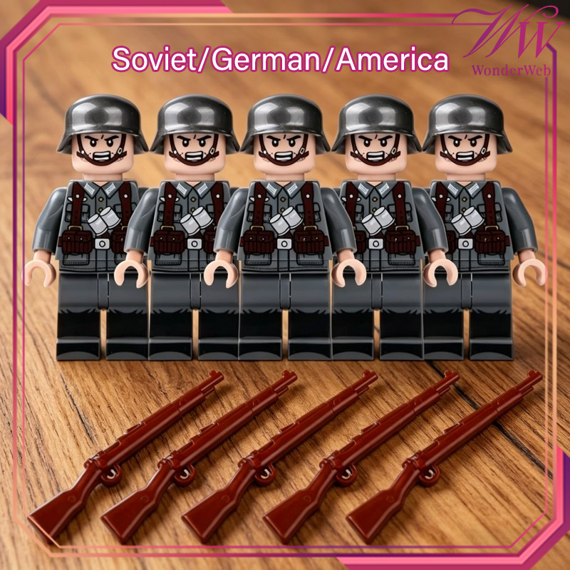 5pcs Lego Orang Tentara Lego Tentara Soviet Menarik Untuk Main Lego Tentara Jerman Lego Tentara Ww2