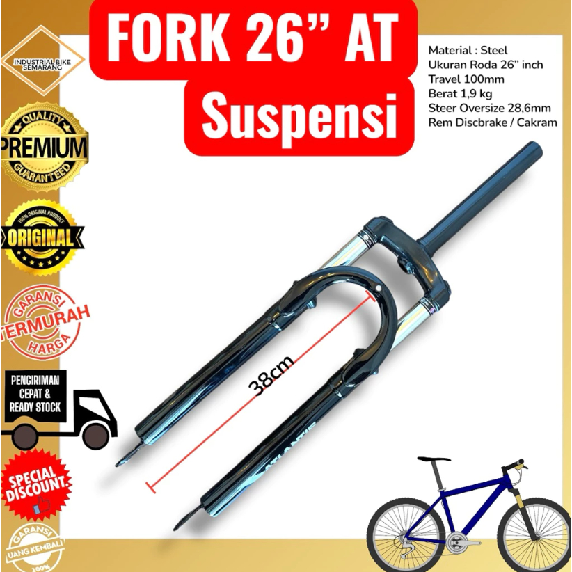 Garpu Sepeda MTB 26 Inch Forks Depan Empuk Oversize Gunung Bicycle Fork