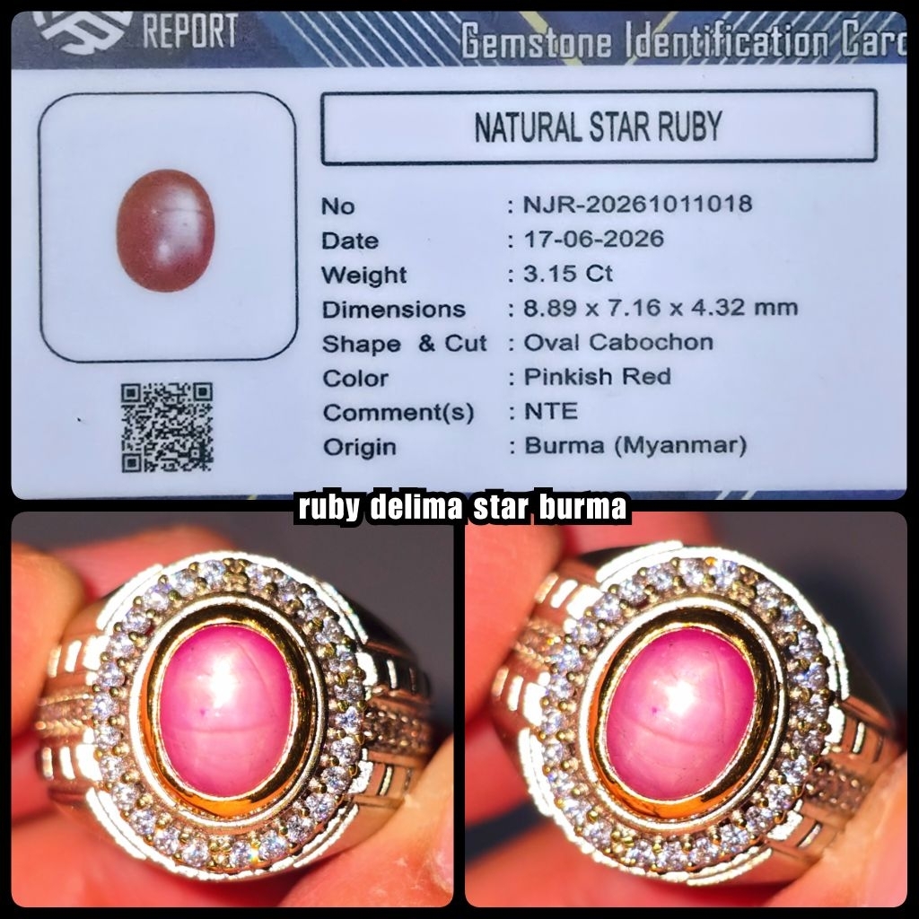 original cincin permata ruby delima burma myanmar NTE