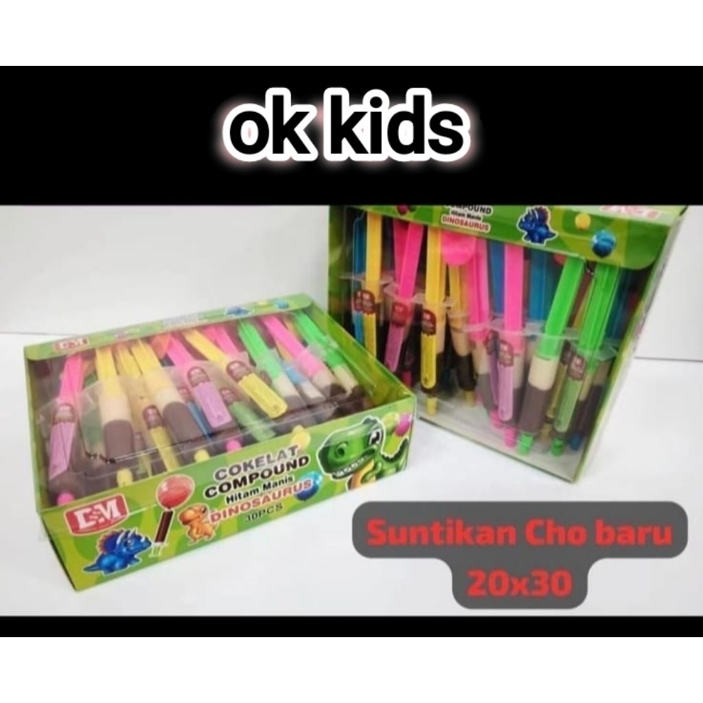 Permen Coklat Suntikan Dino + Balon Isi 30