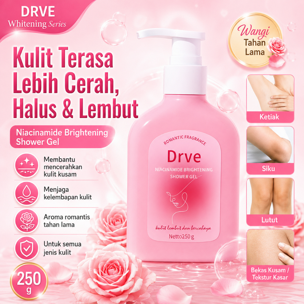 COD DRVE Niacinamide Brightening Body Wash 250g Sabun Mandi Pemutih Badan Wangi Tahan Lama Melembapk