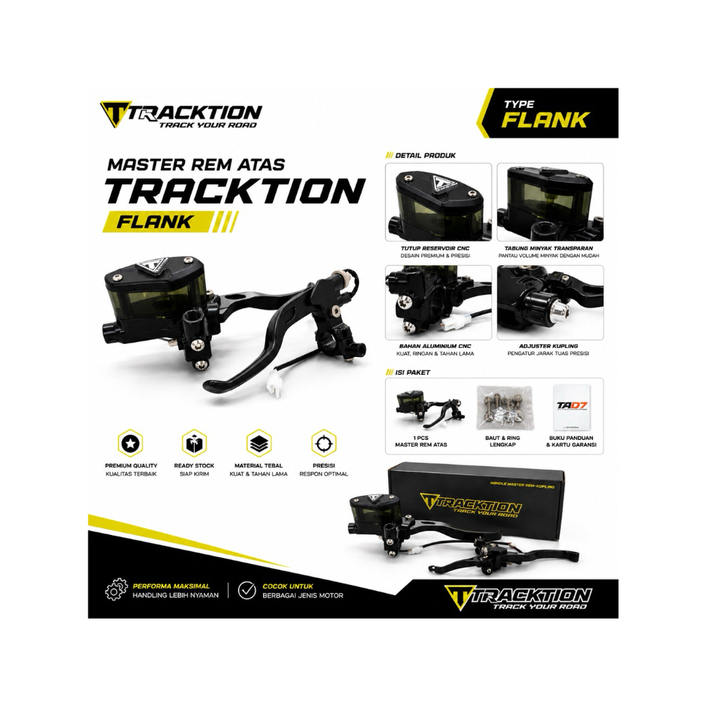 [ TRACKTION ] Master Rem Pump Set R/L Tracktion Universal  Master atas Tracktion Flank tabung 1