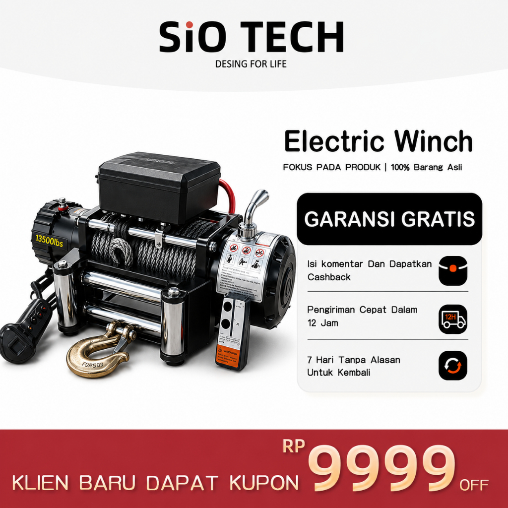Winch mobil offroad 12volt 13000lbs katrol listrik 24M Tali Sling Electric Hoist Crane