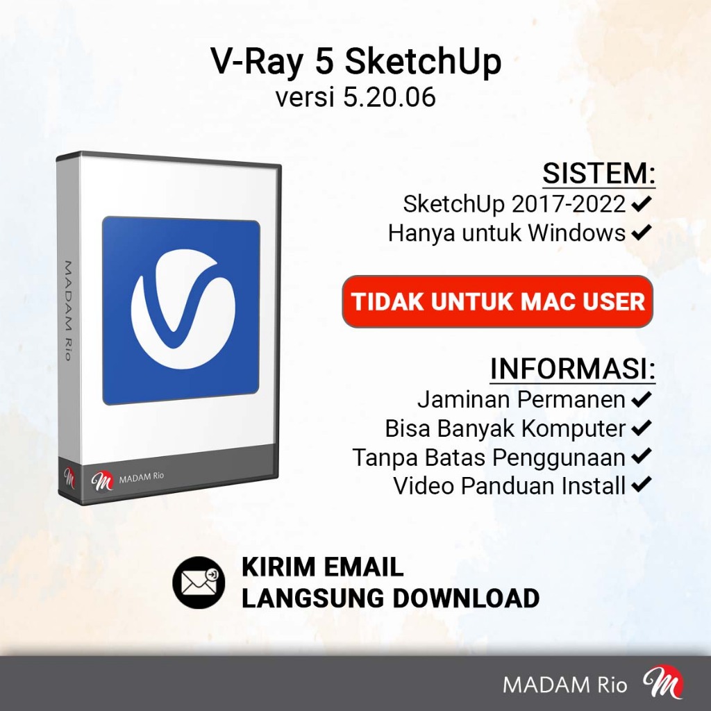 V-Ray atau VRay 5 for SketchUp 2022/2021/2020/2019/2018/2017 Full Versi Permanen Tanpa Batas