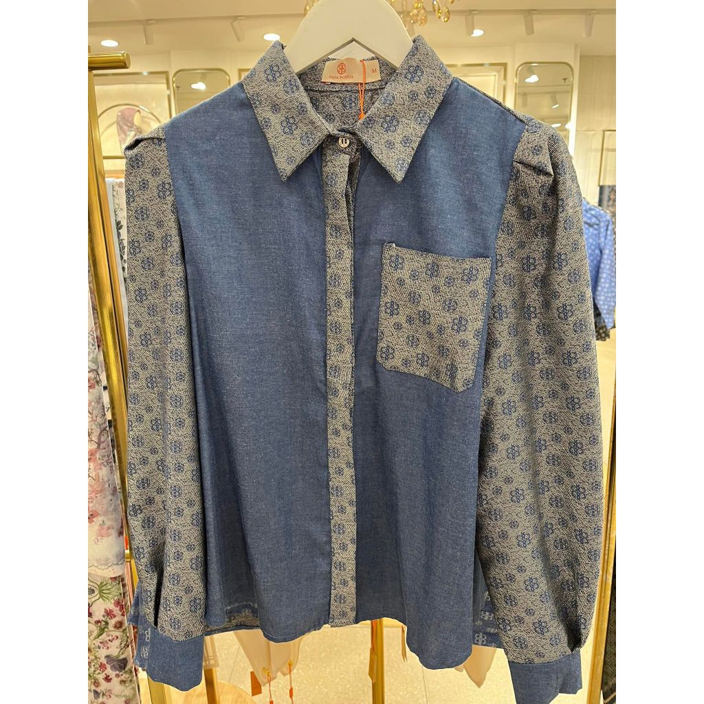 Nada Puspita NaPus Monogram Puffy Shirt Denim Mono Monoglam Popsicle Atasan NP BS BJ WK VZ HL RM But