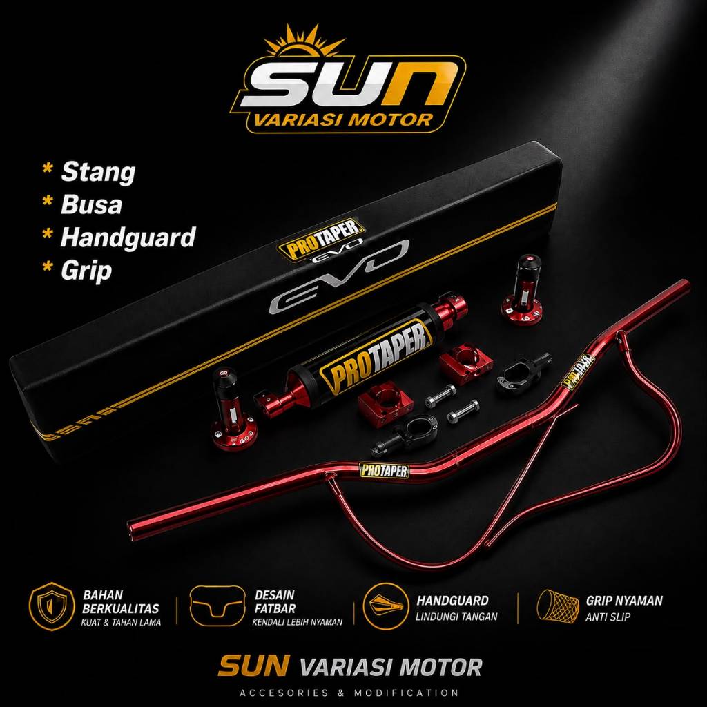 STANG FATBAR PROTAPER FULL SET KOMPLIT UNIVERSAL KLX VIXION CRF RED SERIES STANG FATBAR PROTAPER MER