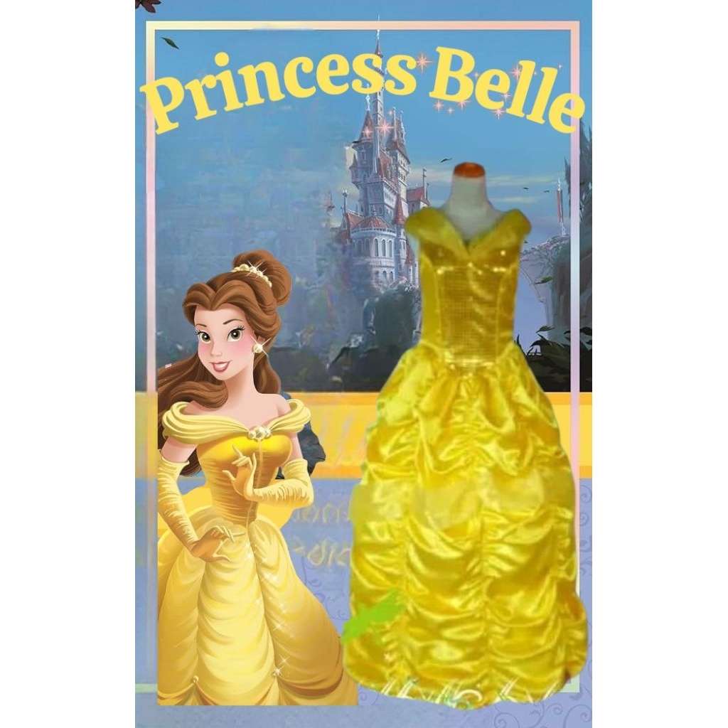 Belle Baju Kostum Princess Belle Cosplay Princess Disney untuk Girl dan Dewasa