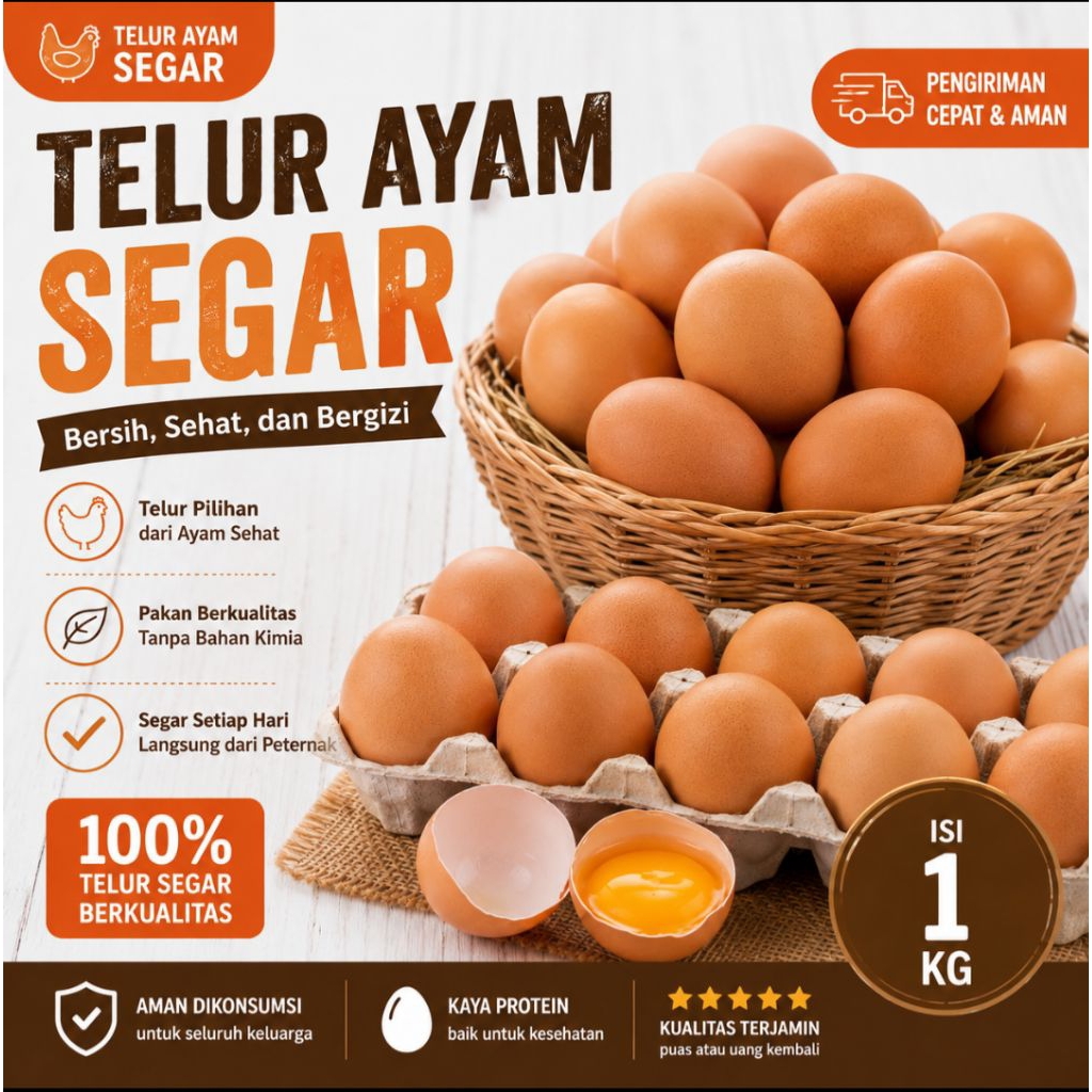 Telur Ayam Segar 1 Kg Fresh Harian | Bantul | Sleman | Yogyakarta | Kualitas Premium
