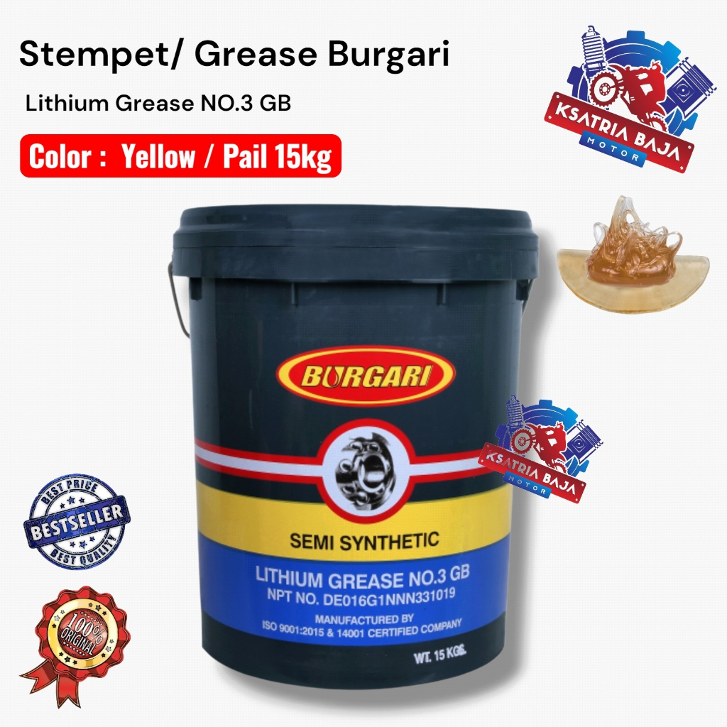 BURGARI LITHIUM GREASE YELLOW 15 KG STEMPET GEMUK PELUMAS SEMI SYNTHETIC 15KG