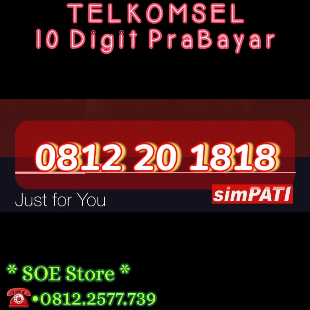 Simpati 10 Digit - Nomor Cantik Kartu Perdana - Telkomsel Prabayar - 201818 - 20 1818 - 2018 - 1818