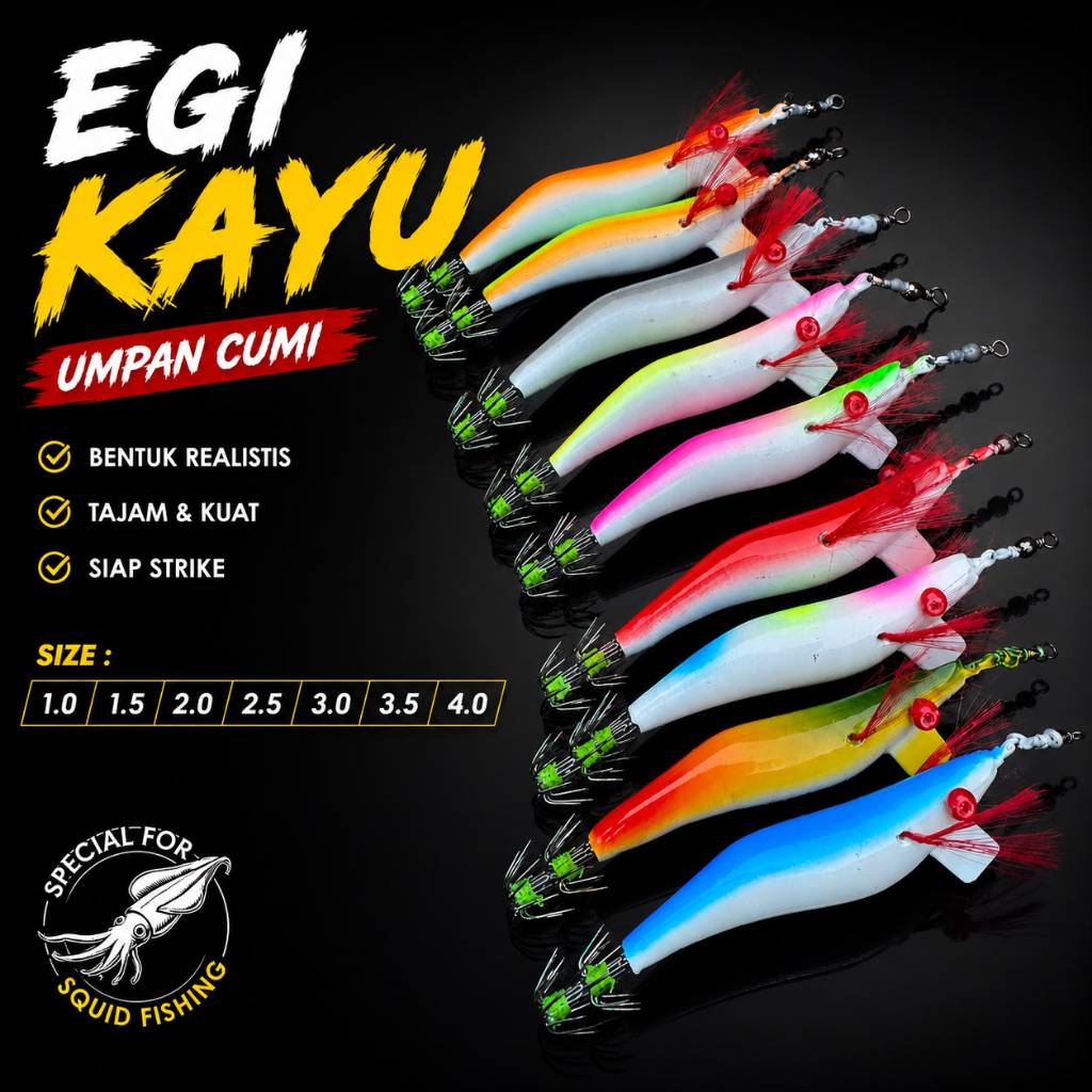 Umpan cumi egi kayu murah umpan pancing egi umpan cumi squid jig umpan nus umpan cumi umpan gurita u