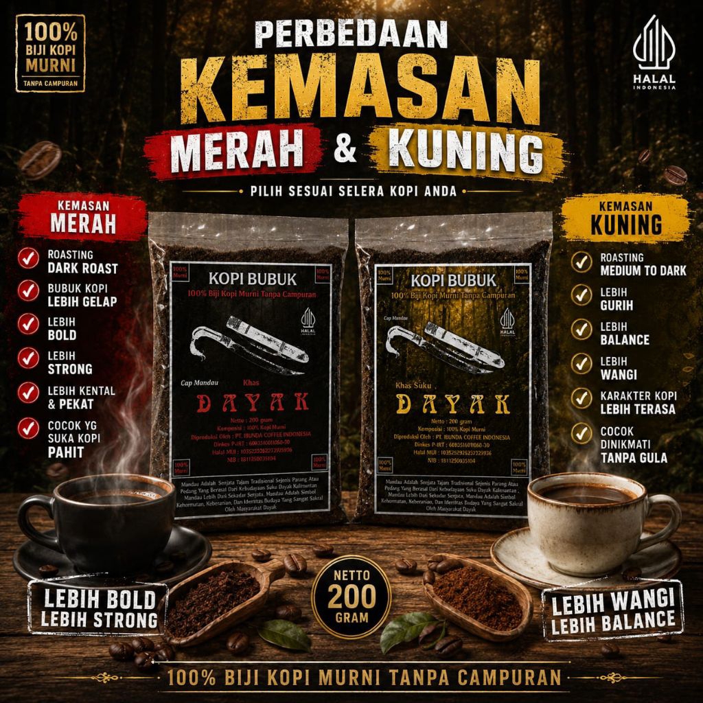 KOPI ROBUSTA SUPER PREMIUM KHAS DAYAK KALIMANTAN - KOPI UNIK LANGKA  200 GRAM ASLI