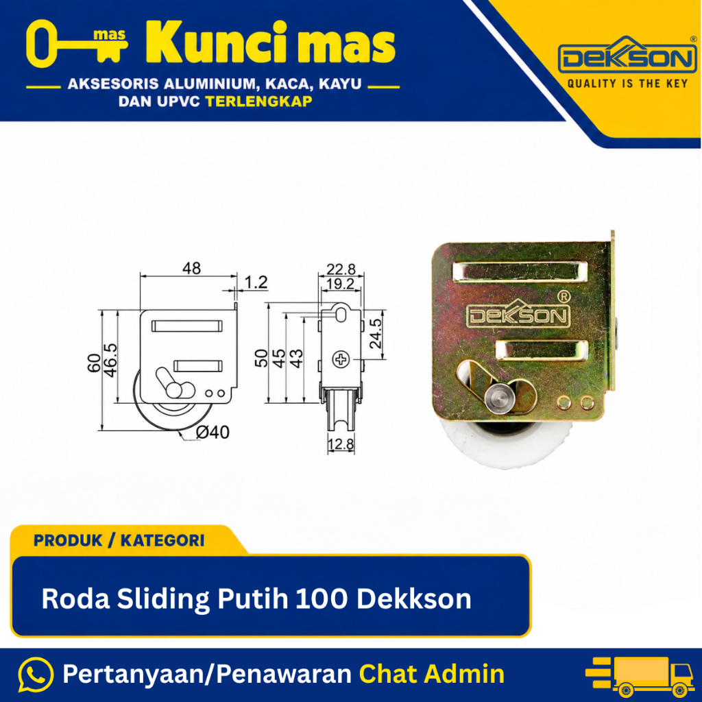 Roller Sliding Dekkson Putih RSD 100 / Roda Sliding Dekkson